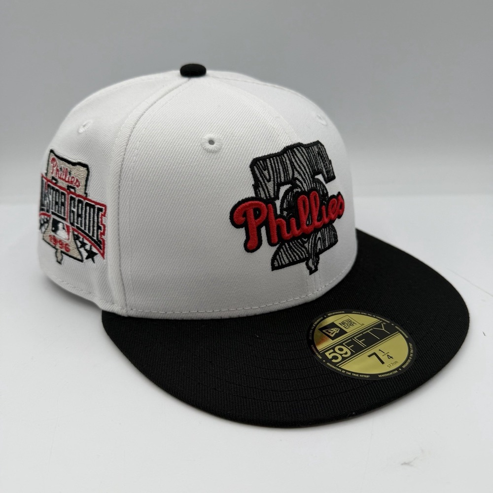New Era 59Fifty Philadelphia Phillies Hat Cap 7 1/4 White 1996 All Star Game MLB